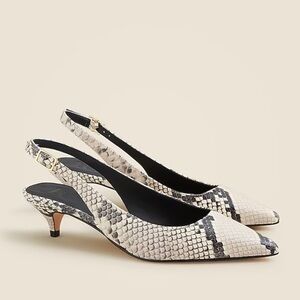 J. Crew Robin kitten heels in snake-embossed Italian leather